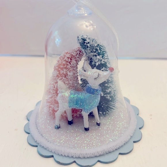 Rudolph the Red Nose Reindeer Bottle Brush Christmas Bell Ornament - Picture 6 of 6